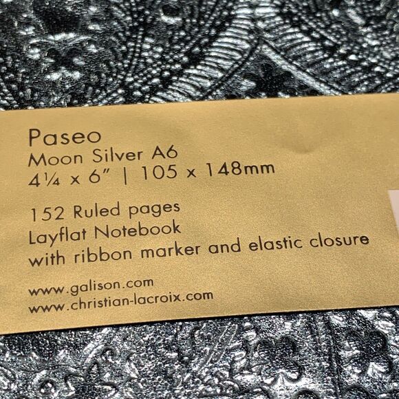Christian Lacroix Metallic Notebook Journal 4.25x6 inches Moon Silver A6 Paseo - Picture 3 of 5